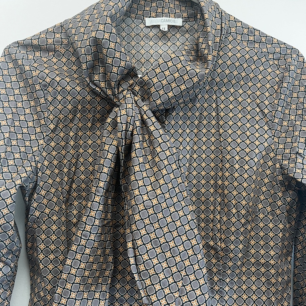 Naracamicie Black, Grey, Tan Patterned Blouse - Picture 3 of 8